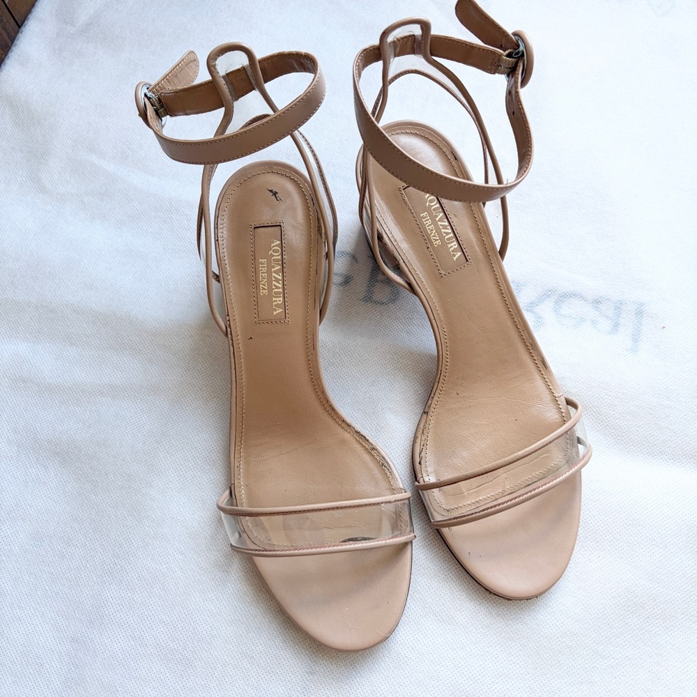 Aquazzura Beige Ankle Strap Heels Size 36